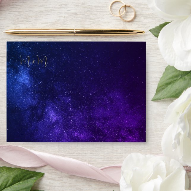 Evening Sky Purple Plum Wedding Monogram Envelope (Wedding)