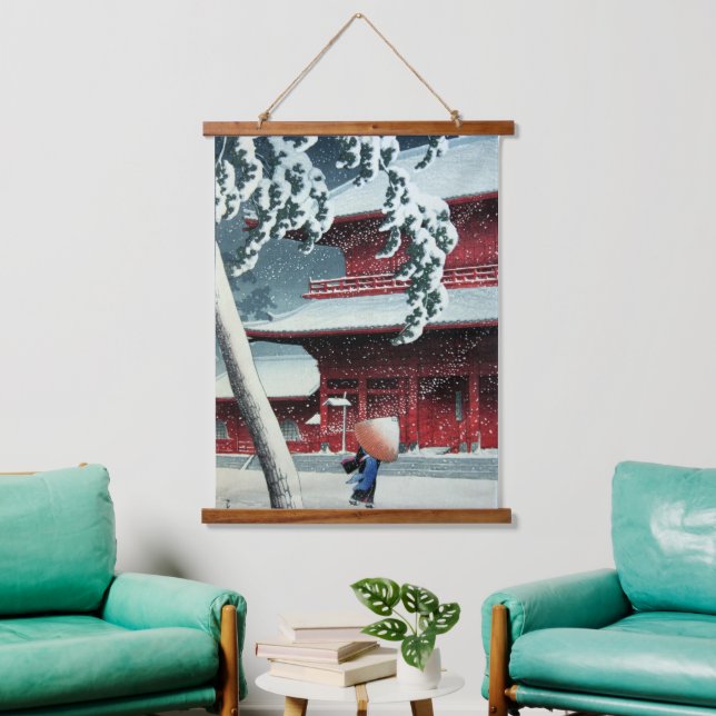 Evening Snow at Edo River Hasui Kawase  Hanging Tapestry (Living Room)