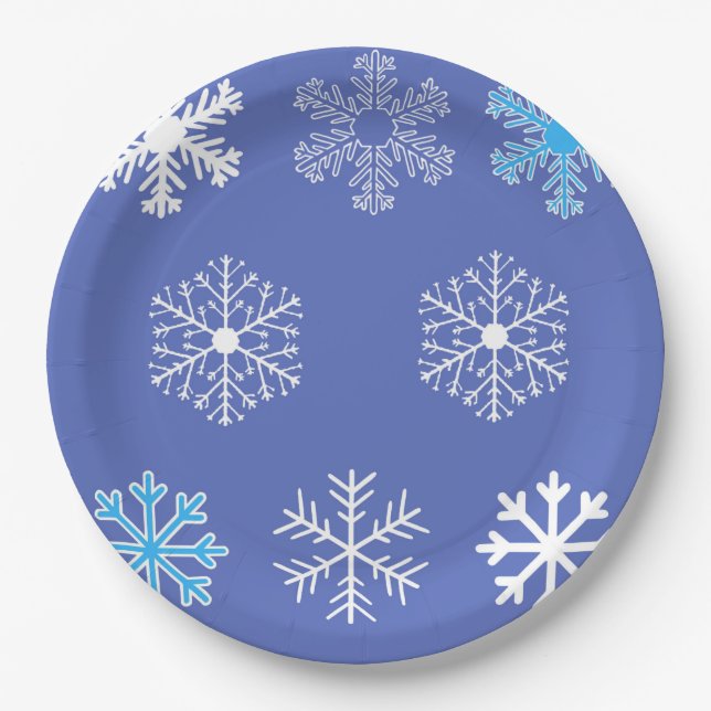 Evening Snowflakes Paper Plate (Front)