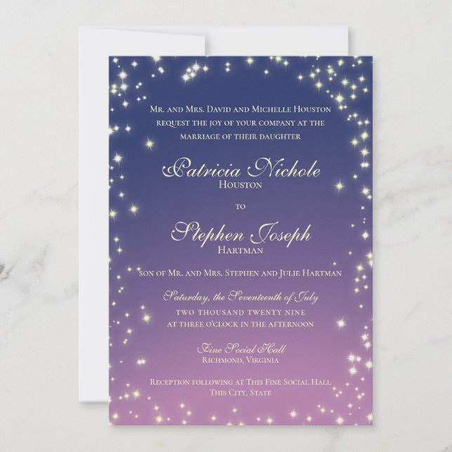 Evening Stars Twinkle Sky Wedding Invitation (Front)