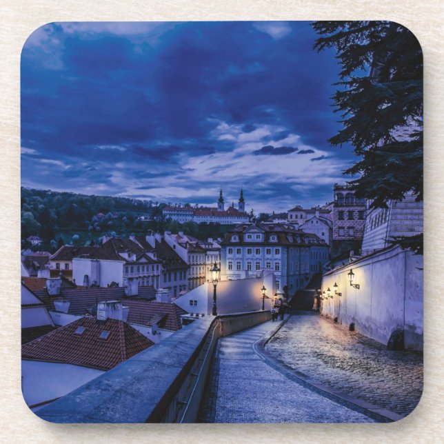 Evening street in Prague Coaster (Front)