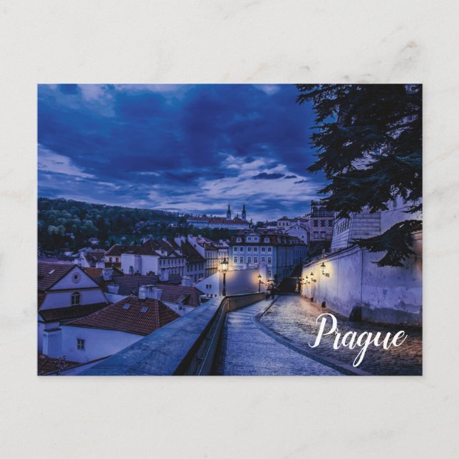 Evening street in Prague Postcard (Front)