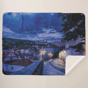 Evening street in Prague Sherpa Blanket
