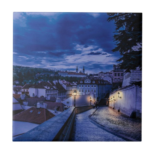 Evening street in Prague Tile (Front)