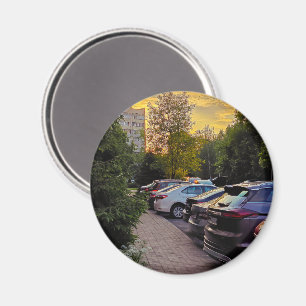 Evening Streetlight Round Magnet – Customisable