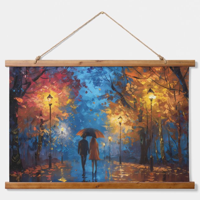 Evening Stroll in Autumn Light Hanging Tapestry (Front)