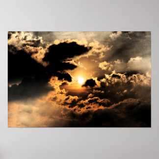 Evening Sun With Cloudy Sky Poster