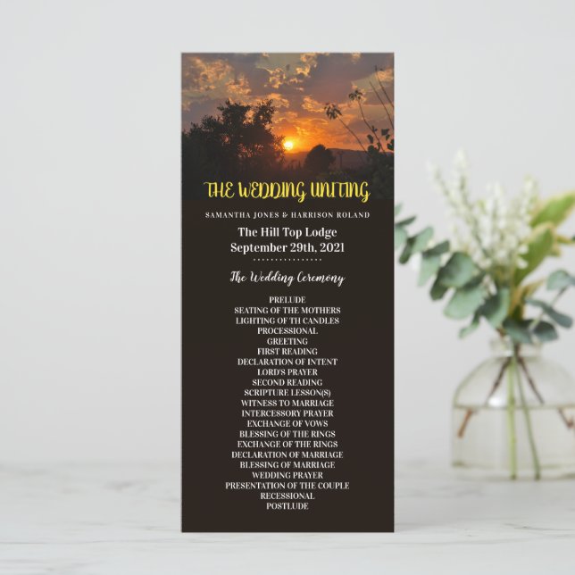 Evening Sunset, Modern Wedding Program Programme (Standing Front)