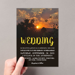 Evening Sunset Scene, Rustic Wedding Acrylic Invitations