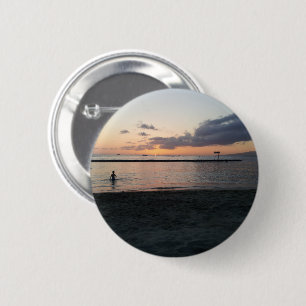 Evening Sunset Tropical Beach Waikiki Oahu Hawaii 6 Cm Round Badge
