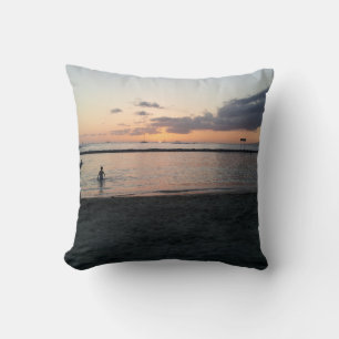 Evening Sunset Tropical Beach Waikiki Oahu Hawaii Cushion