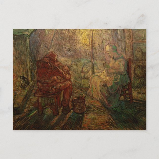 Evening - The Watch by Vincent van Gogh Postcard (Front)