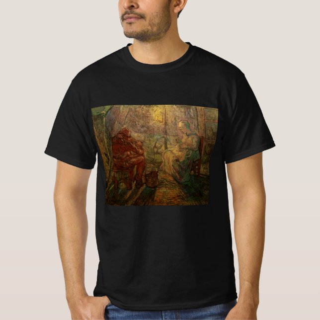 Evening - The Watch by Vincent van Gogh T-Shirt (Front)