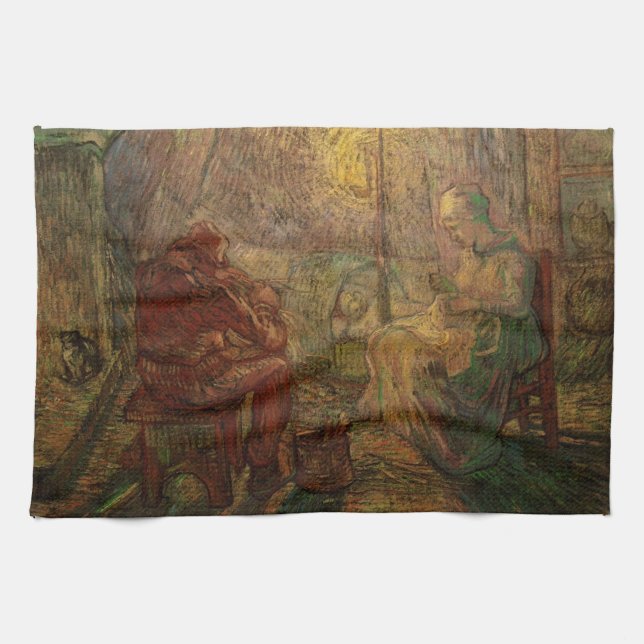 Evening - The Watch by Vincent van Gogh Tea Towel (Horizontal)