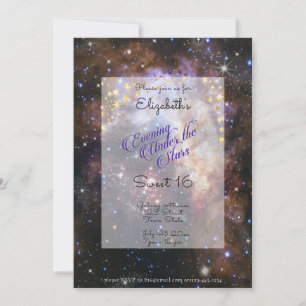 Evening Under the Stars Space Sweet 16 Invitation