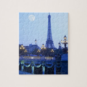 Evening view of Eiffel Tower at moonrise Jigsaw Puzzle