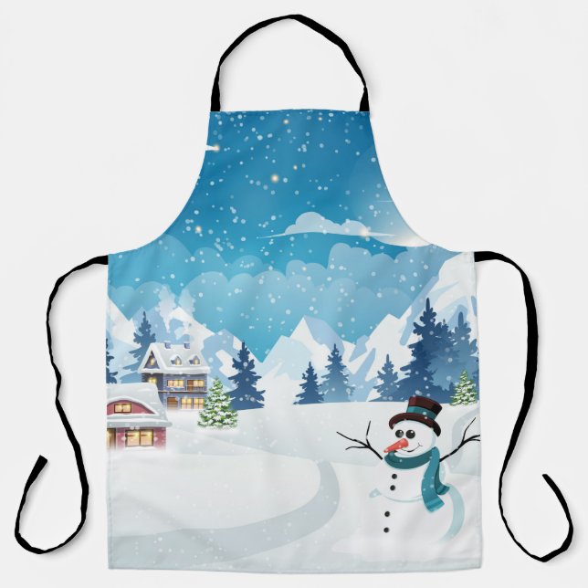 Evening village winter landscape with snow covered apron (Front)