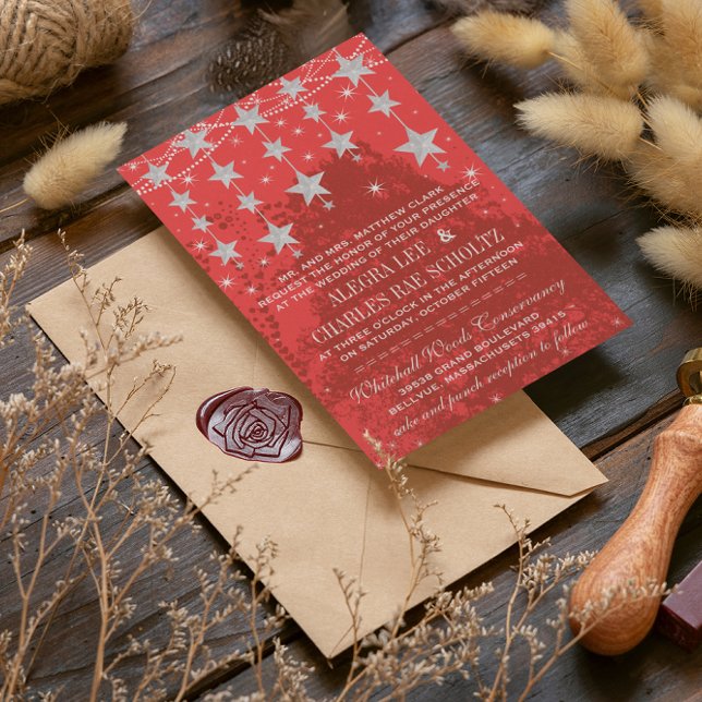 Evening Wedding Chalkboard Under the Stars Invitation (Creator Uploaded)