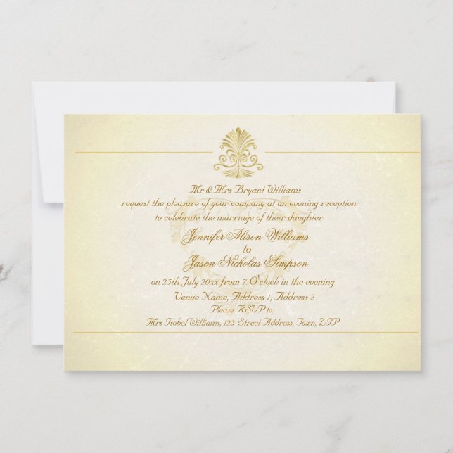 Evening Wedding Invitation Vintage Parchment Paper (Front)
