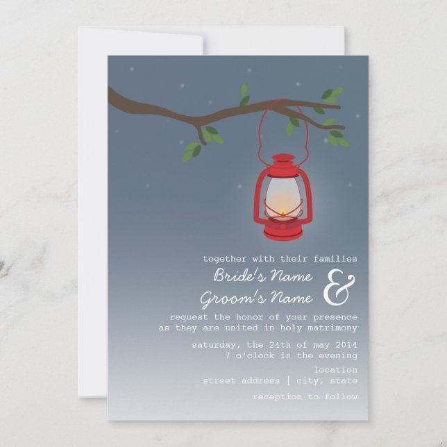 Evening Wedding - Red Oil Lantern Invitation (Front)