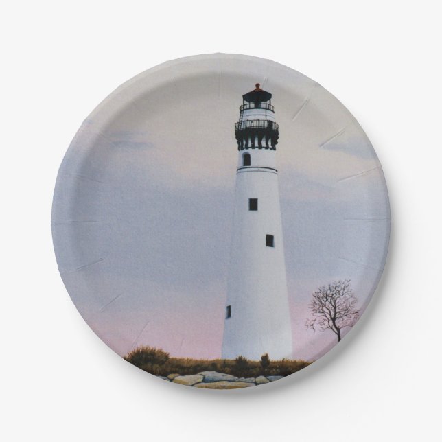 Evening's Lighthouse Paper Plate (Front)