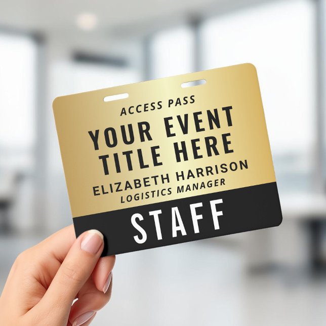 Event Access Pass VIP Staff Crew Black Gold ID Badge (Event Access Pass VIP Staff Crew Black Gold ID Badge)