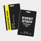 Event Backstage Pass Event Staff Black ID Badge