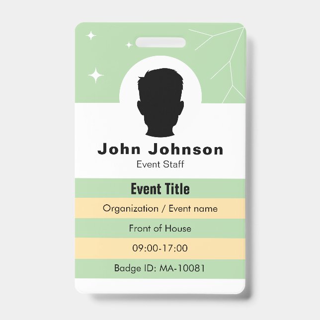 Event badge is customisable ID badge (Front)
