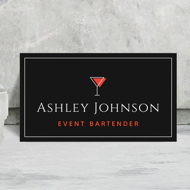 Event Bartender Cocktail Mixologist Red & Black  Business Card (Creator Uploaded)