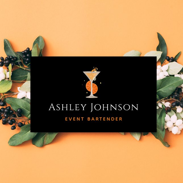 Event Bartender Mixologist Tropical Cocktail Bar Business Card (Creator Uploaded)