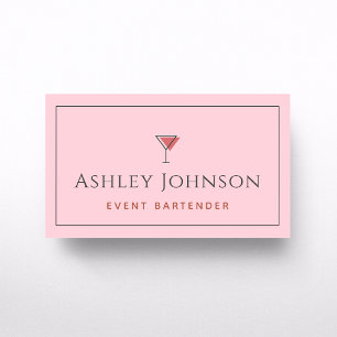 Event Bartender Sommelier Mixologist Pink & Grey  Business Card