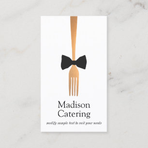 Event Caterer Gold Fork Black Tie Business Card