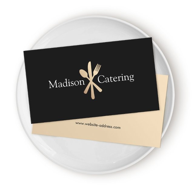  Event Catering Chef Black Business Card (Creator Uploaded)