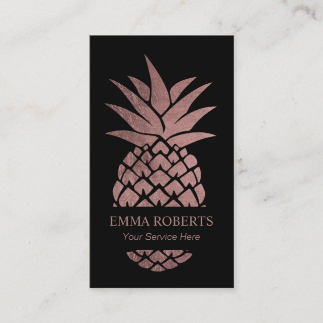 Event Catering Modern Rose Gold Pineapple Business Card (Front)