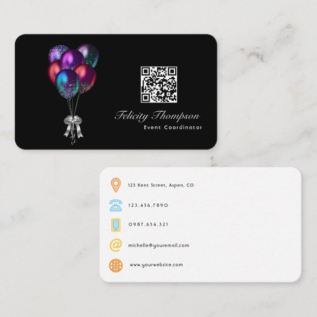 Event Coordinator QR Code Business Card (Front/Back)