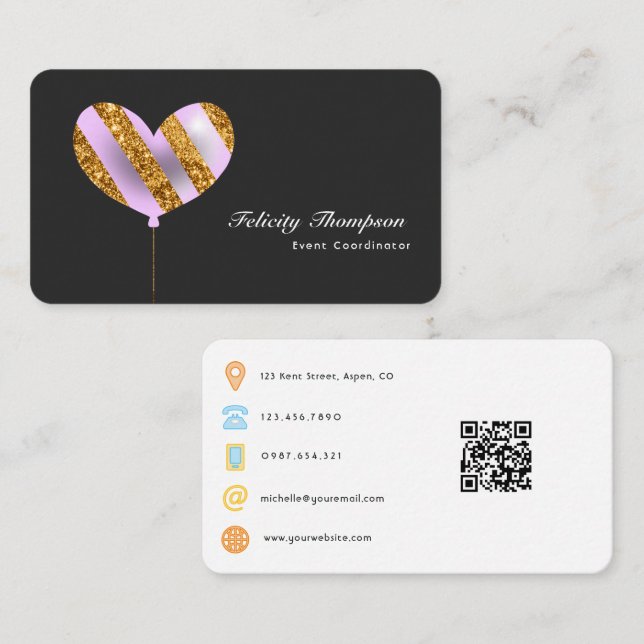 Event Coordinator QR Code Business Card (Front/Back)