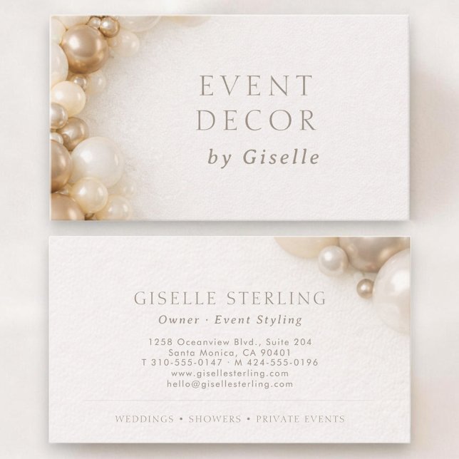 Event Decor Party Decorating Business Card (Creator Uploaded)