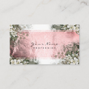 Event Floral Mint Green Pink Rose White Gold Business Card