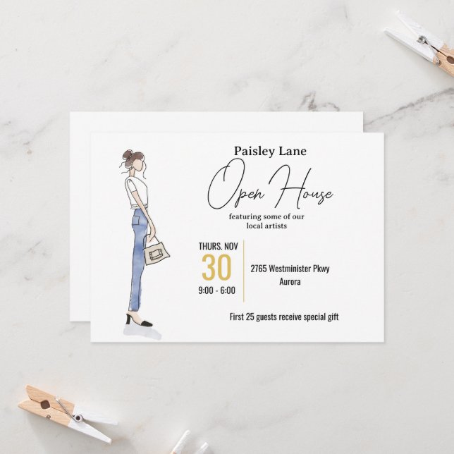 Event Invitation for open house or other (Front/Back In Situ)