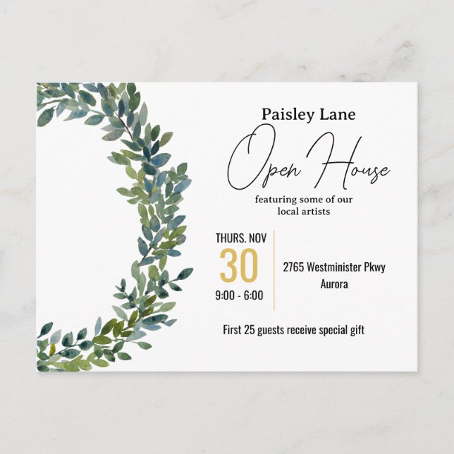 Event Invitation for open house or other Postcard (Front)