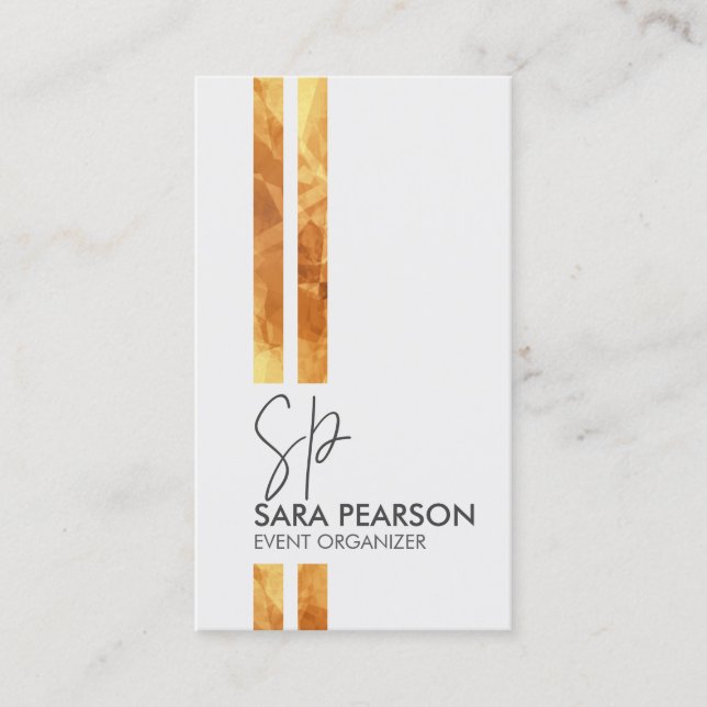Event Organizer Faux Copper Stripe Business Card (Front)