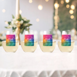 Event Party Modern Elegant Template Logo Set Of 4 Stemless Wine Glass