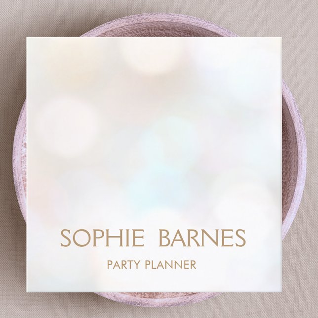  Event Party Planner Subtle Iridescent Bokeh Square Business Card (Creator Uploaded)