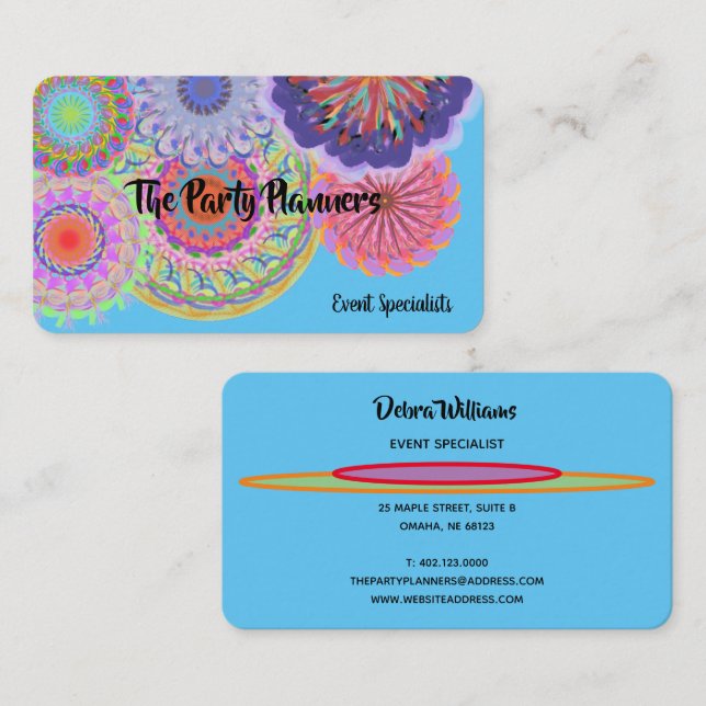 Event & Party Planning, Bright Creative, Fun Business Card (Front/Back)