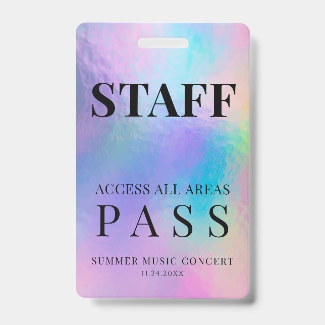 Event Pass Holographic Modern ID Badge (Front)