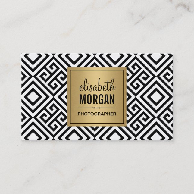 Event Photographer - Modern Abstract Gold Logo Business Card (Front)