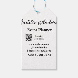 Event planner add name Q R code details website em Gift Tags