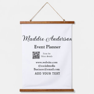 Event planner add name Q R code details website em Hanging Tapestry