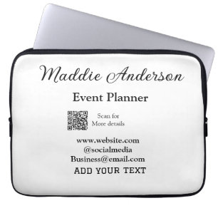 Event planner add name Q R code details website em Laptop Sleeve