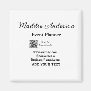 Event planner add name Q R code details website em Magnet